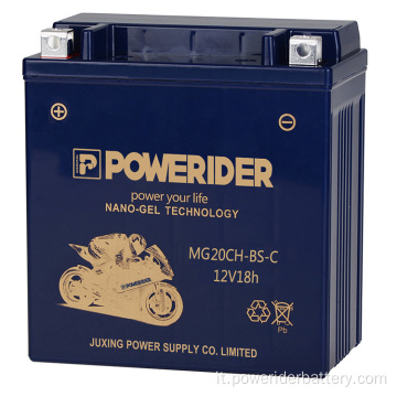 Batteria di avviamento per moto Nano-Gel YTX20CH-BS 18V 18Ah